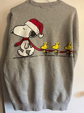 Peanuts x M Play Ground Snoopy Santa Woodstock Christmas Sweatshirt Gray